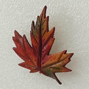 Multi-Colored Fall Foliage Leather Pin.